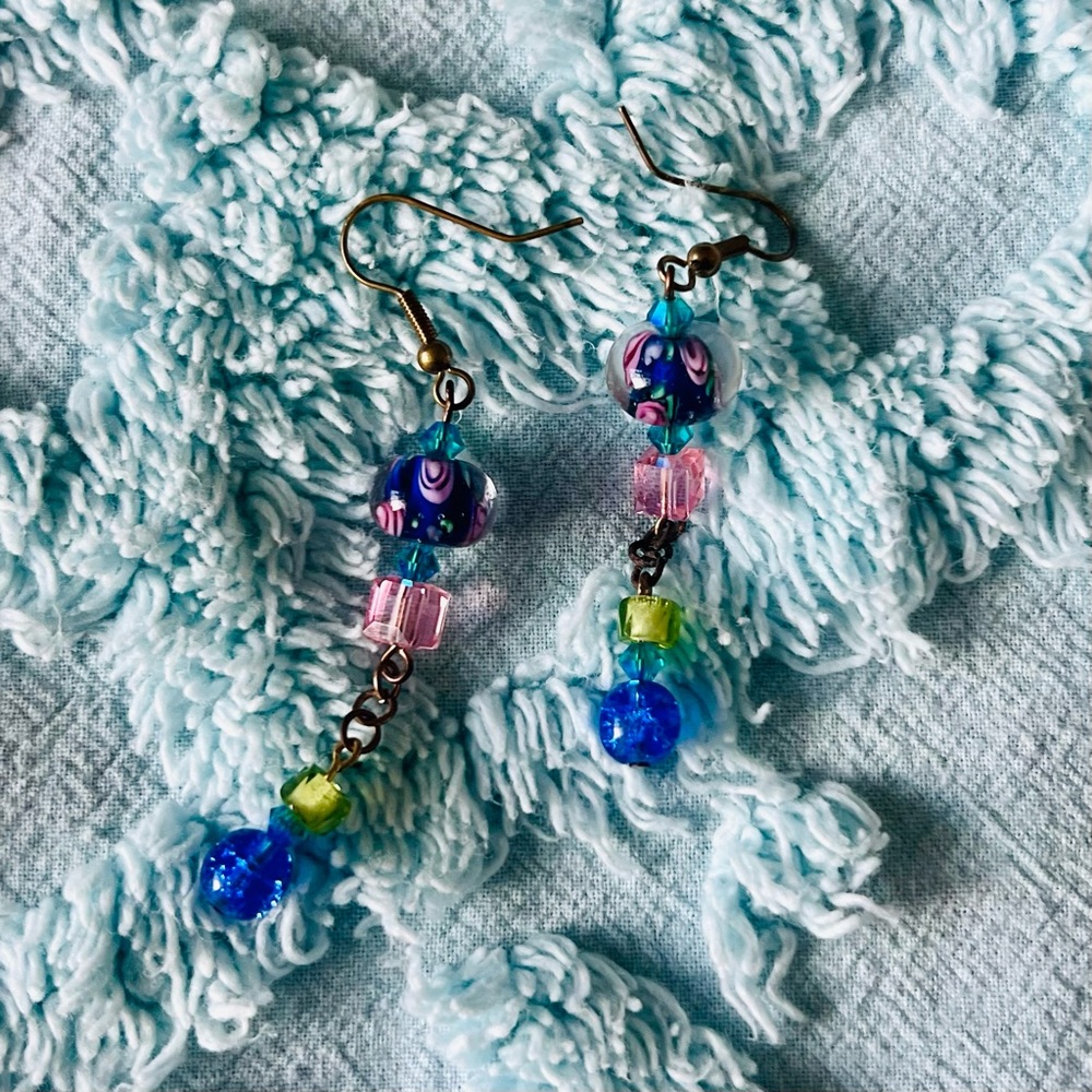Lampwork handmade drop romantic earrings